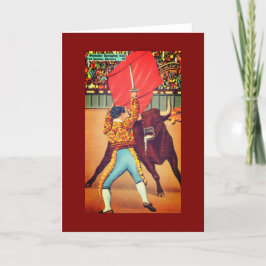Cartão De Agradecimento Vintage Juarez, México Matador com Cape & Bull