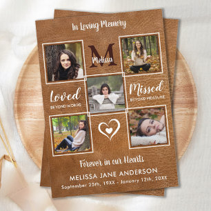 Cartão De Agradecimento Vintage Leather 5 Foto Simpatia Memorial Funeral
