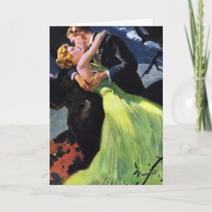 Cartão De Agradecimento Vintage Love and Romance, Beijo Romântico