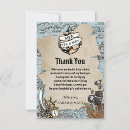 Cartão De Agradecimento Vintage Map Pirate Chá de fraldas