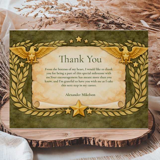 Cartão De Agradecimento Vintage Military Graduation Party (Criador carregado)