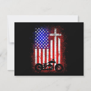 Cartão De Agradecimento Vintage Motorcycle USA Flag Christian Faith para B