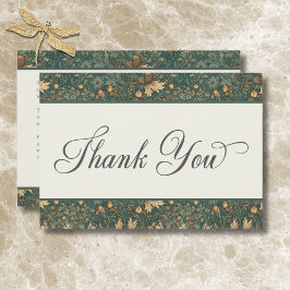 Cartão De Agradecimento Vintage Nature William Morris Elegant Wedding