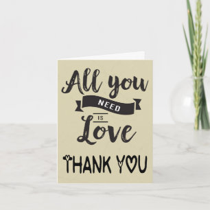 Cartão De Agradecimento Vintage Obrigado Bege e Preto Amor - Casamento