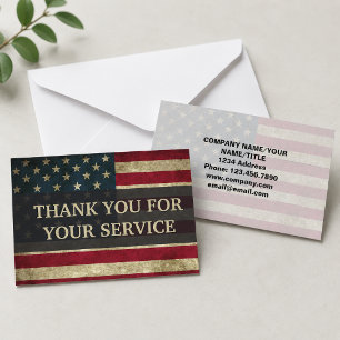 Cartão De Agradecimento VINTAGE Obrigado pelo seu serviço Bandeira America