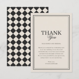 Cartão De Agradecimento Vintage Old Money Preppy Checkered Retro Wedding