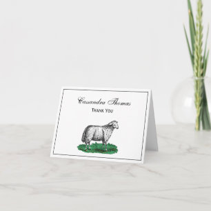 Cartão De Agradecimento Vintage Ovino Animais De Exploração Que Desenham C