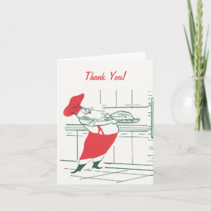 Cartão De Agradecimento Vintage Papai Noel Chef, Obrigado