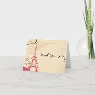 Cartão De Agradecimento Vintage Paris França Torre Eiffel