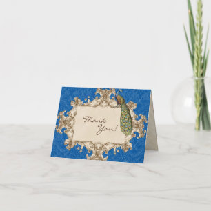 Cartão De Agradecimento Vintage Peacock & Etchings Casamento Obrigado Nota