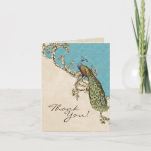 Cartão De Agradecimento Vintage Peacock & Etchings Wedding Thank You Notes