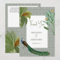 Vintage Peacock Feather Tropical Greenerice Casame