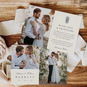 Cartão De Agradecimento Vintage Pineapple Multi Photo Wedding