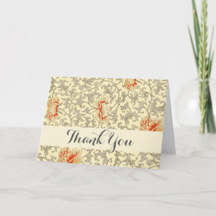 Cartão De Agradecimento Vintage Pink Cinza Botânica Floral