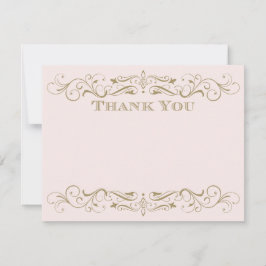 Cartão De Agradecimento Vintage Pink e Antiguamente Dourado Casamento Farm