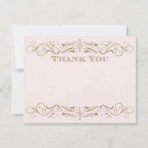 Cartão De Agradecimento Vintage Pink e Antiguamente Dourado Casamento Farm