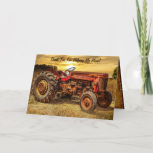 Cartão De Agradecimento Vintage Red Fazenda Trator