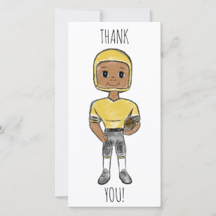 Cartão De Agradecimento vintage retro jogador de futebol negro amarelo sim