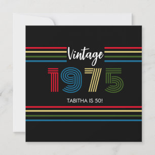 Cartão De Agradecimento Vintage Retro Stripe 1975 Cores Primárias