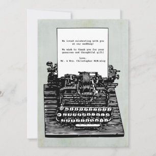 Cartão De Agradecimento Vintage Retro TypeWrite Casamento Obrigado