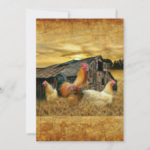 Cartão De Agradecimento Vintage Rooster Hens Russo Barn Coop