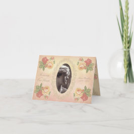Cartão De Agradecimento Vintage Rosa Oval Photo Frame Sympathy Obrigado N
