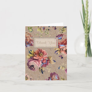 Cartão De Agradecimento Vintage Rustic Floral Obrigado