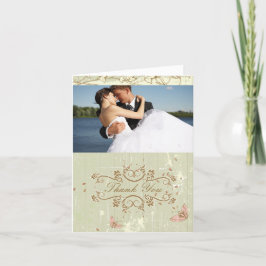 Cartão De Agradecimento Vintage rústico country creme obrigada casamento