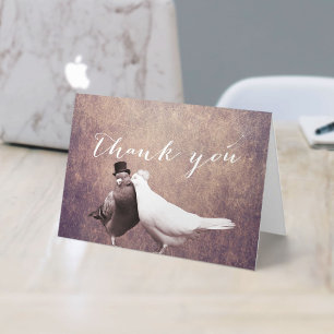 Cartão De Agradecimento Vintage Rusty Grunge Love Birds Wedding Thank You