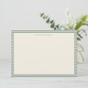 Cartão De Agradecimento Vintage Sage Green Stripes Personalizadas Natal