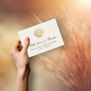 Cartão De Agradecimento Vintage Scallop Solteiro Seashell Wedding