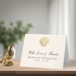 Cartão De Agradecimento Vintage Scallop Solteiro Seashell Wedding