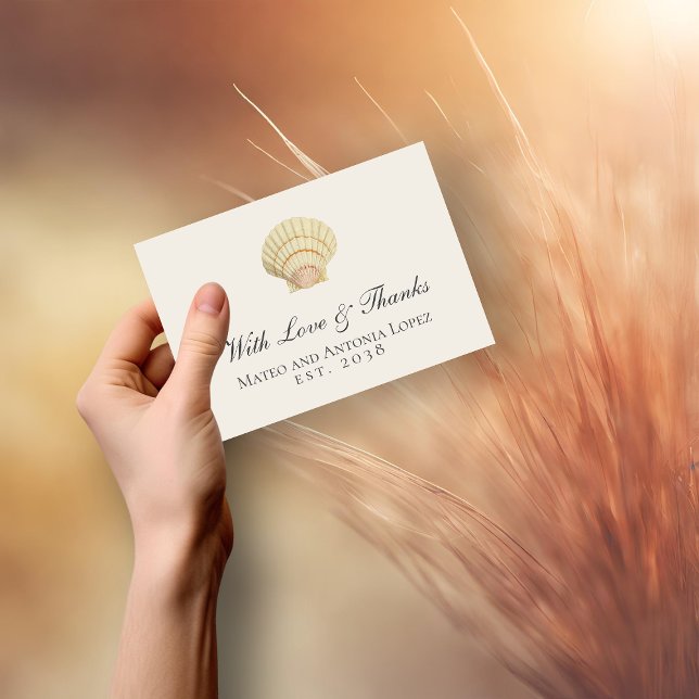 Cartão De Agradecimento Vintage Scallop Solteiro Seashell Wedding (Vintage Scallop Single Seashell Wedding Thank You Card)
