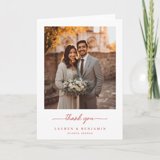 Cartão De Agradecimento Vintage Scarlet Château Wedding (Frente)