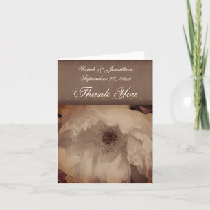 Cartão De Agradecimento Vintage Sepia Peony Personalizado Casamento Floral