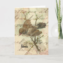 Cartão De Agradecimento Vintage Sparrow Thanks