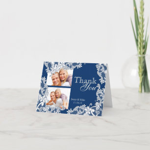 Cartão De Agradecimento Vintage Style Lace Blue Photo Thank You