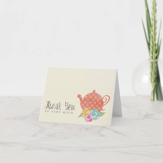 Cartão De Agradecimento Vintage Teapol Obrigado Nota Placa (Frente)