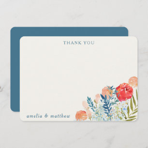 Cartão De Agradecimento Vintage Watercolor Florals Boho Casamento Personal