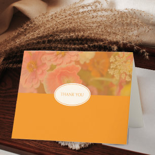 Cartão De Agradecimento Vintage Wildflower Pink Poppy Vazio Casamento
