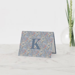 Cartão De Agradecimento Vintage William Morris Marinho Blue Red Chrysanthe