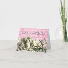 Cartão De Agradecimento Vintage Wonderland Tea Party Pink Birthday Card