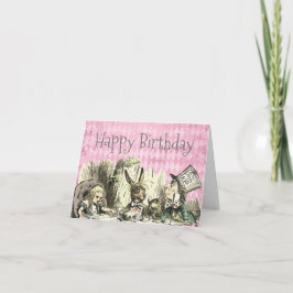 Cartão De Agradecimento Vintage Wonderland Tea Party Pink Birthday Card