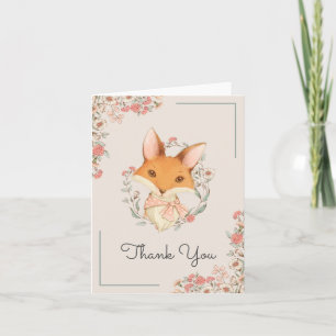Cartão De Agradecimento Vintage Woodland Fox Ilustração Obrigado