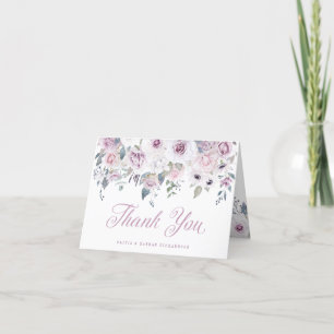Cartão De Agradecimento Violet Blush   Casamento Floral