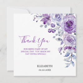 Cartão De Agradecimento Violet Rosa Greenery Floral Obrigado