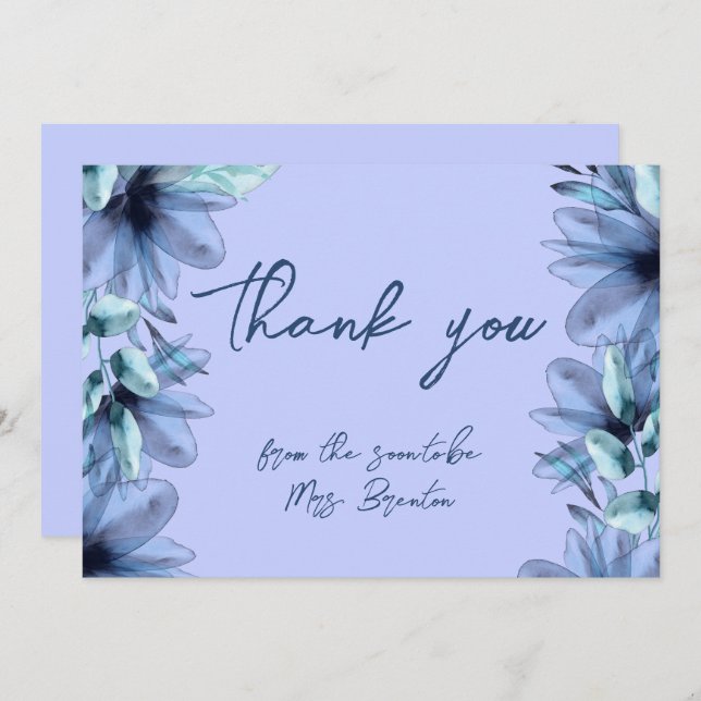 Cartão De Agradecimento Violeta azul empoeirada (Frente/Verso)