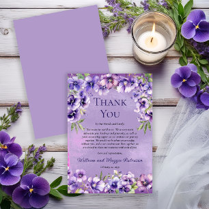 Cartão De Agradecimento Violetas Roxas Elegantes 40º Aniversário Obrigado