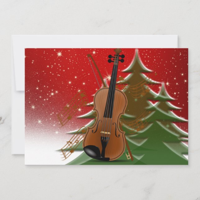 Cartão De Agradecimento Violino no Natal (Frente)