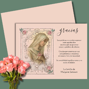 Cartão De Agradecimento Virgem Católica Espanhola Mary Condolência